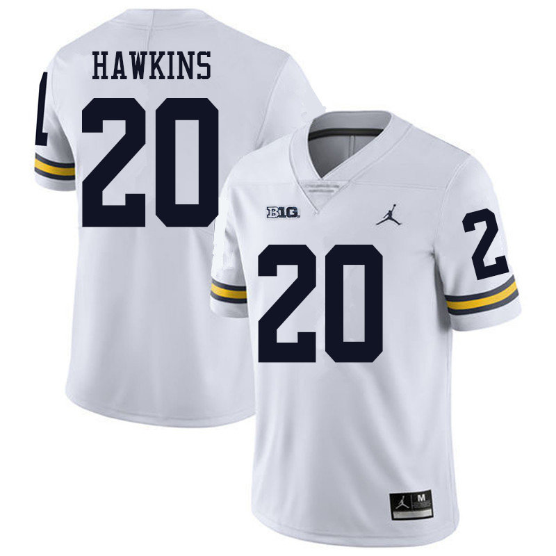 Jordan Brand Men #20 Brad Hawkins Michigan Wolverines College Football Jerseys Sale-White